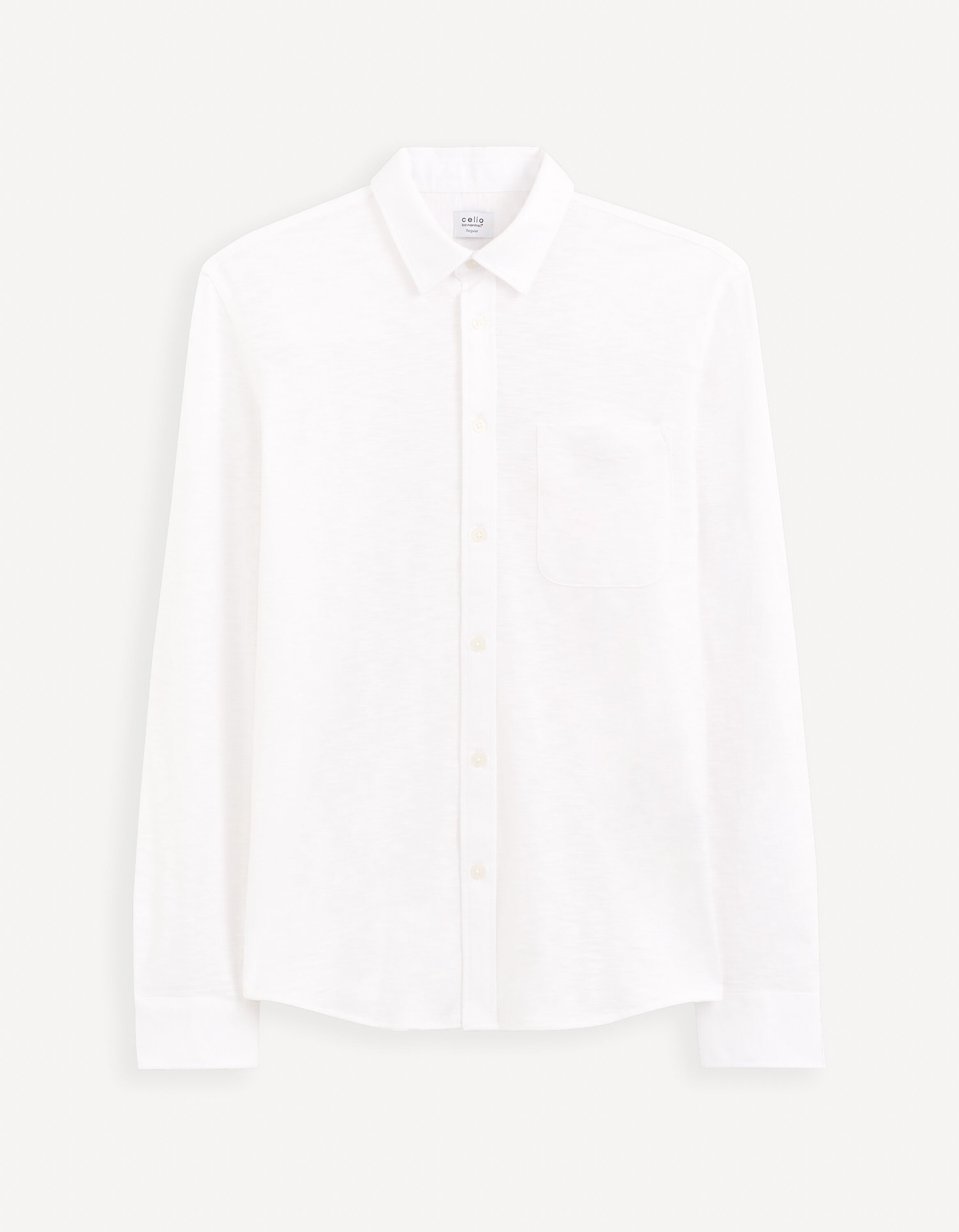 Regular Plain Knit Shirt_GASELLE_WHITE_01