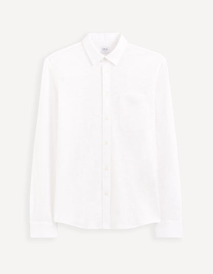 Regular Plain Knit Shirt_GASELLE_WHITE_01