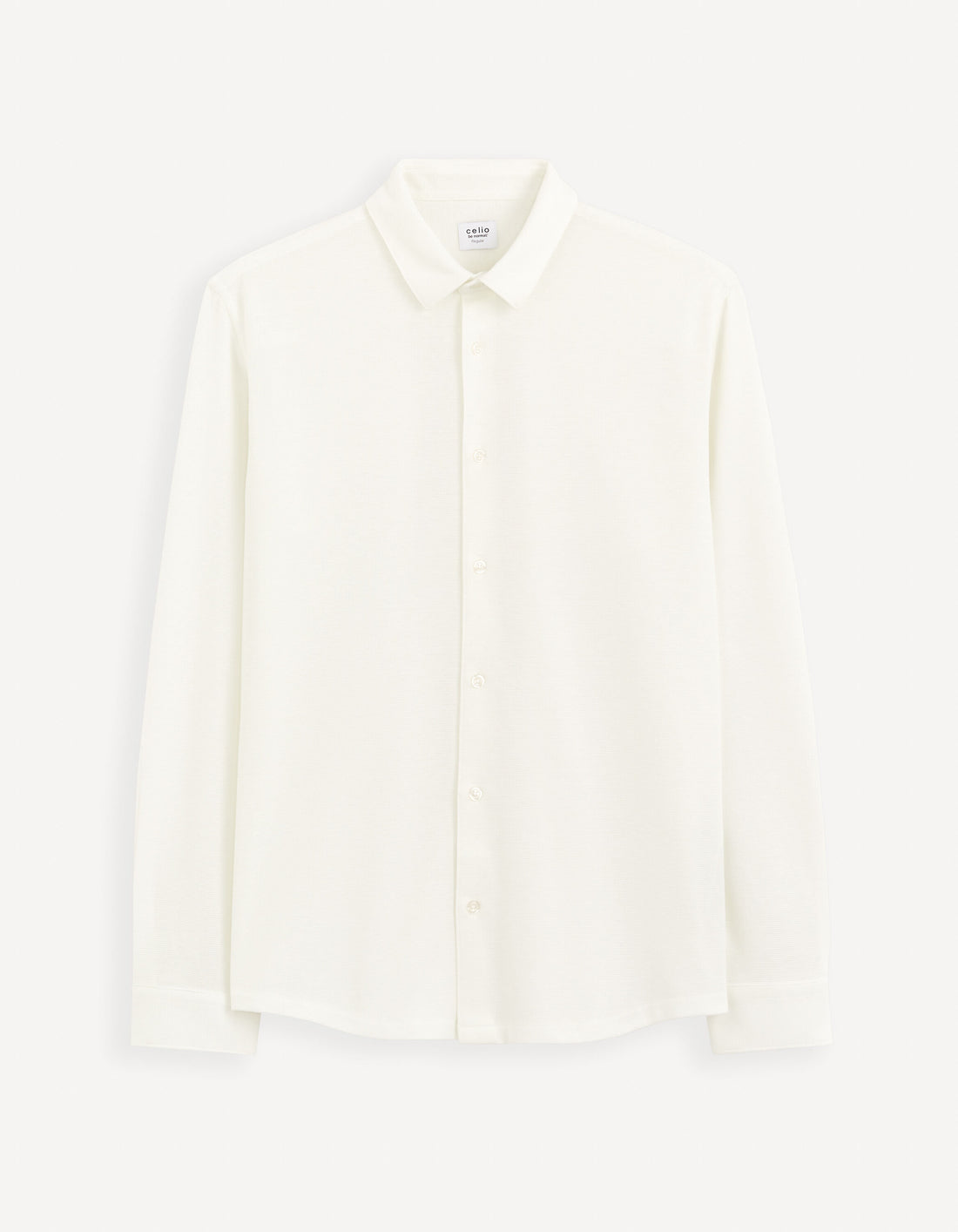 Regular Plain Embossed Shirt_GAWAFFLE_WHITE_01