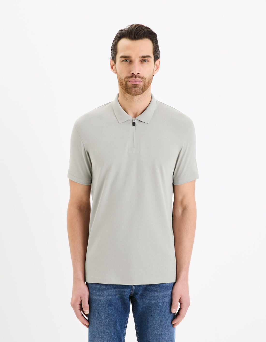 Stretch Supima Cotton PiquŽ Polo Shirt_GEBENOIT_FLY GREY_03