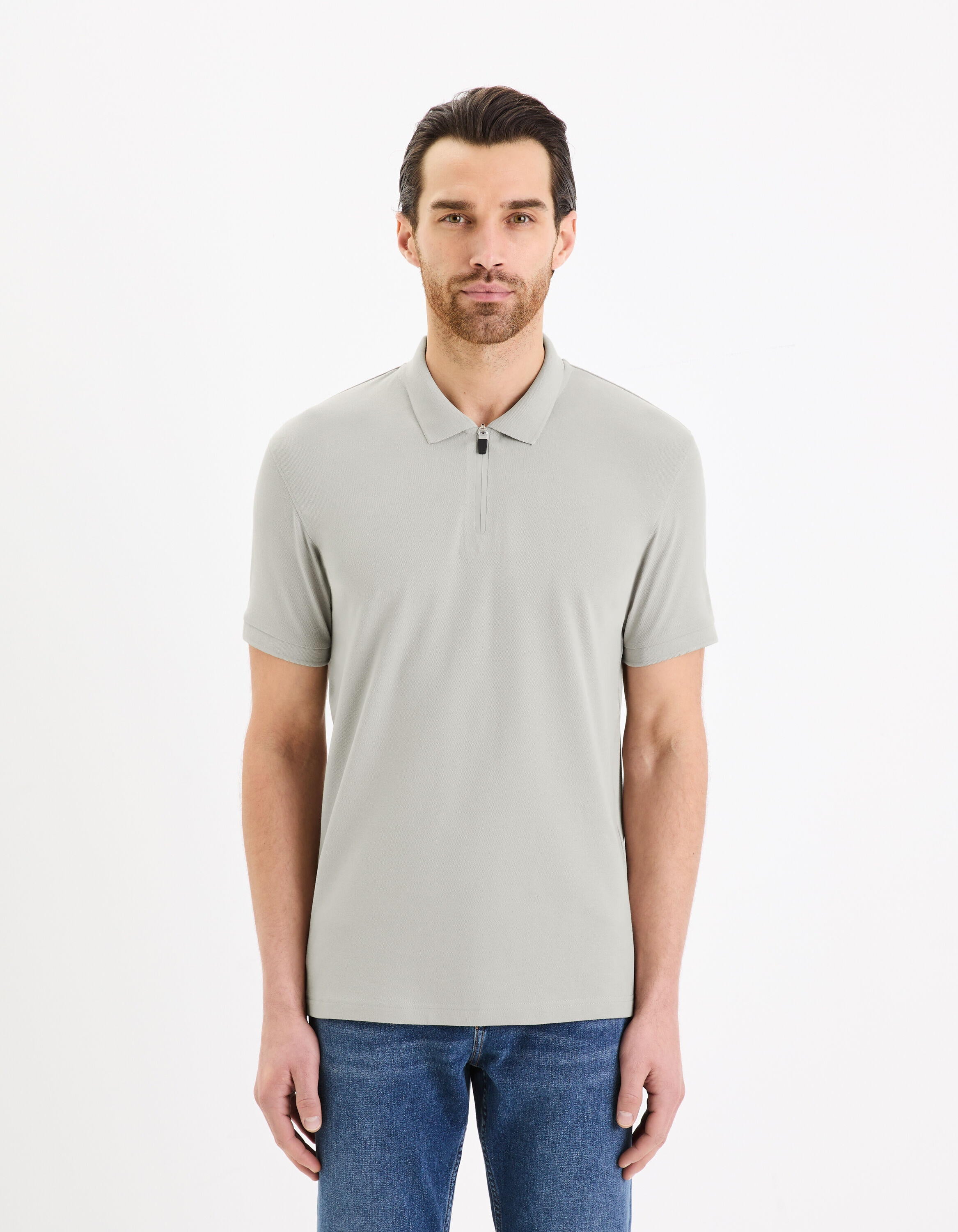 Stretch Supima Cotton PiquŽ Polo Shirt_GEBENOIT_FLY GREY_03