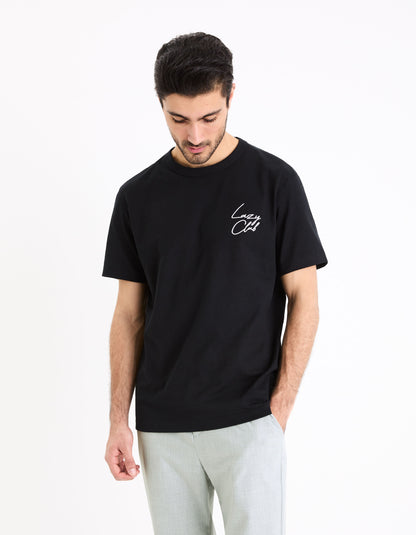 Round-Neck Printed Cotton T-Shirt_GEDOUBLOS_BLACK_03