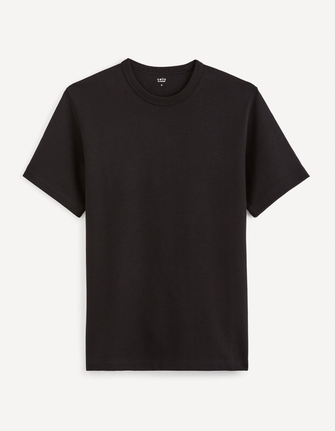 Round-Neck Cotton T-Shirt_GEFALL_BLACK_01