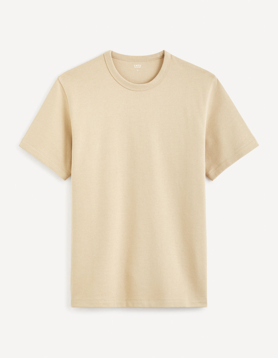 Round-Neck Cotton T-Shirt_GEFALL_LIGHT TAUPE_01