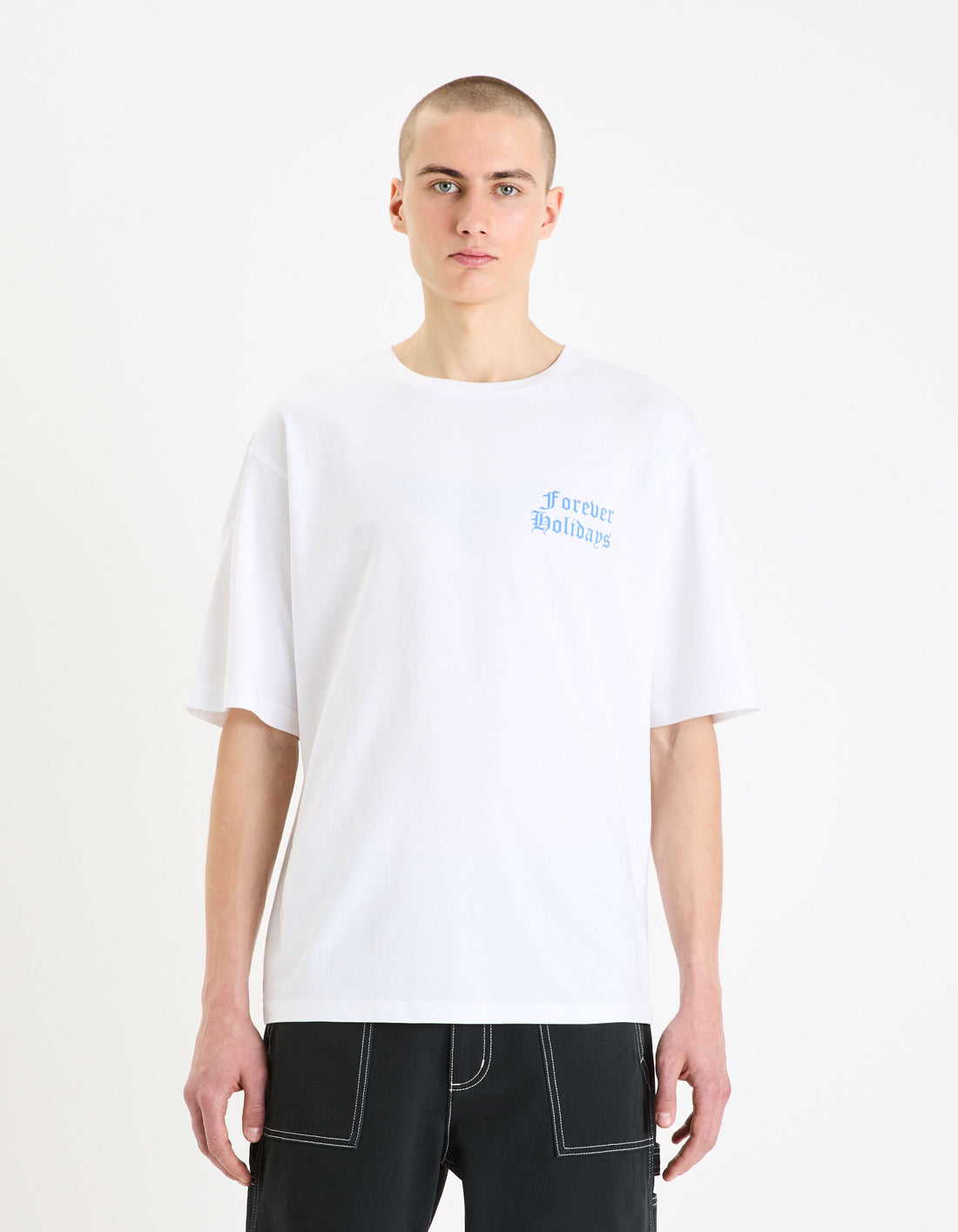 Oversized Round-Neck Cotton T-Shirt - White_GEGOTH_OPTICAL WHITE_01