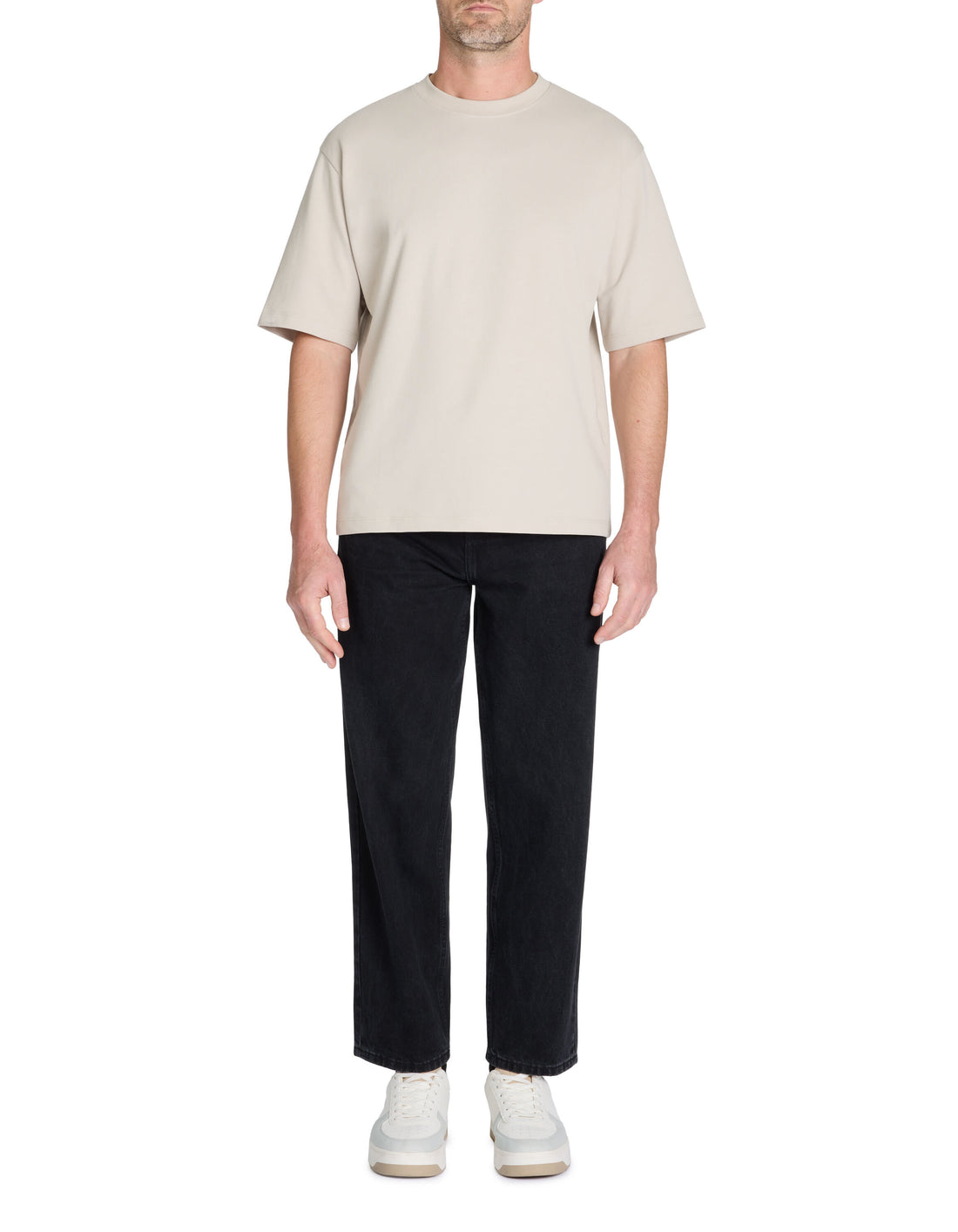 Celio_Oversized Crew Neck Cotton Blend T-Shirt - Beige_GEHEM_SAND_01