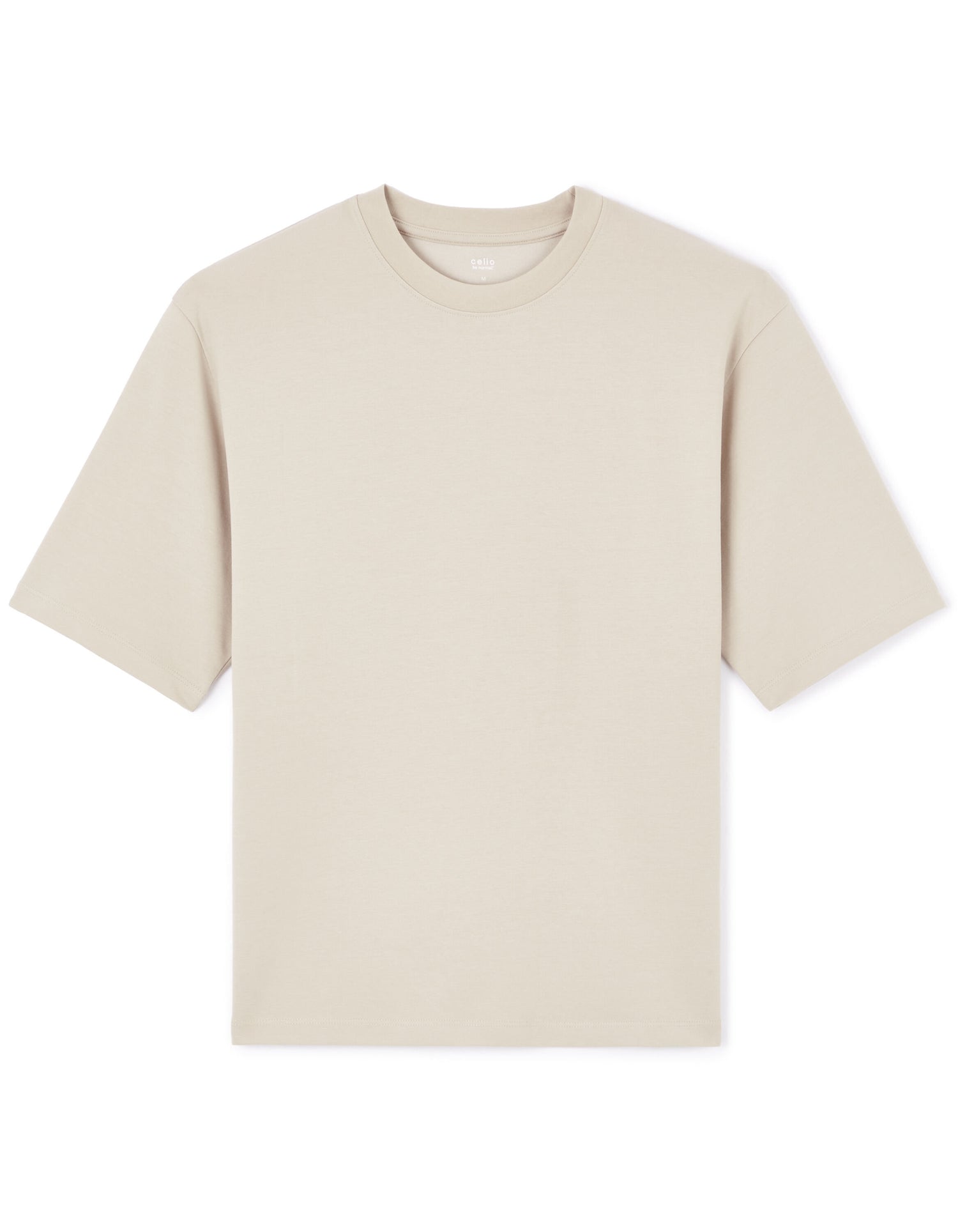 Celio_Oversized Crew Neck Cotton Blend T-Shirt - Beige_GEHEM_SAND_03