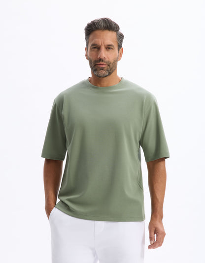 Celio_Green Oversized T-Shirt Round Neck_GEHEM_SAUGE_01
