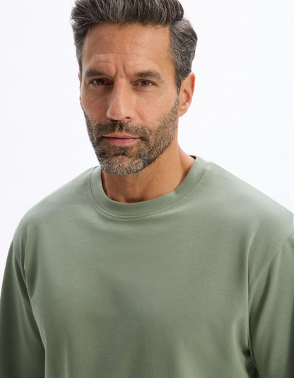 Celio_Green Oversized T-Shirt Round Neck_GEHEM_SAUGE_04