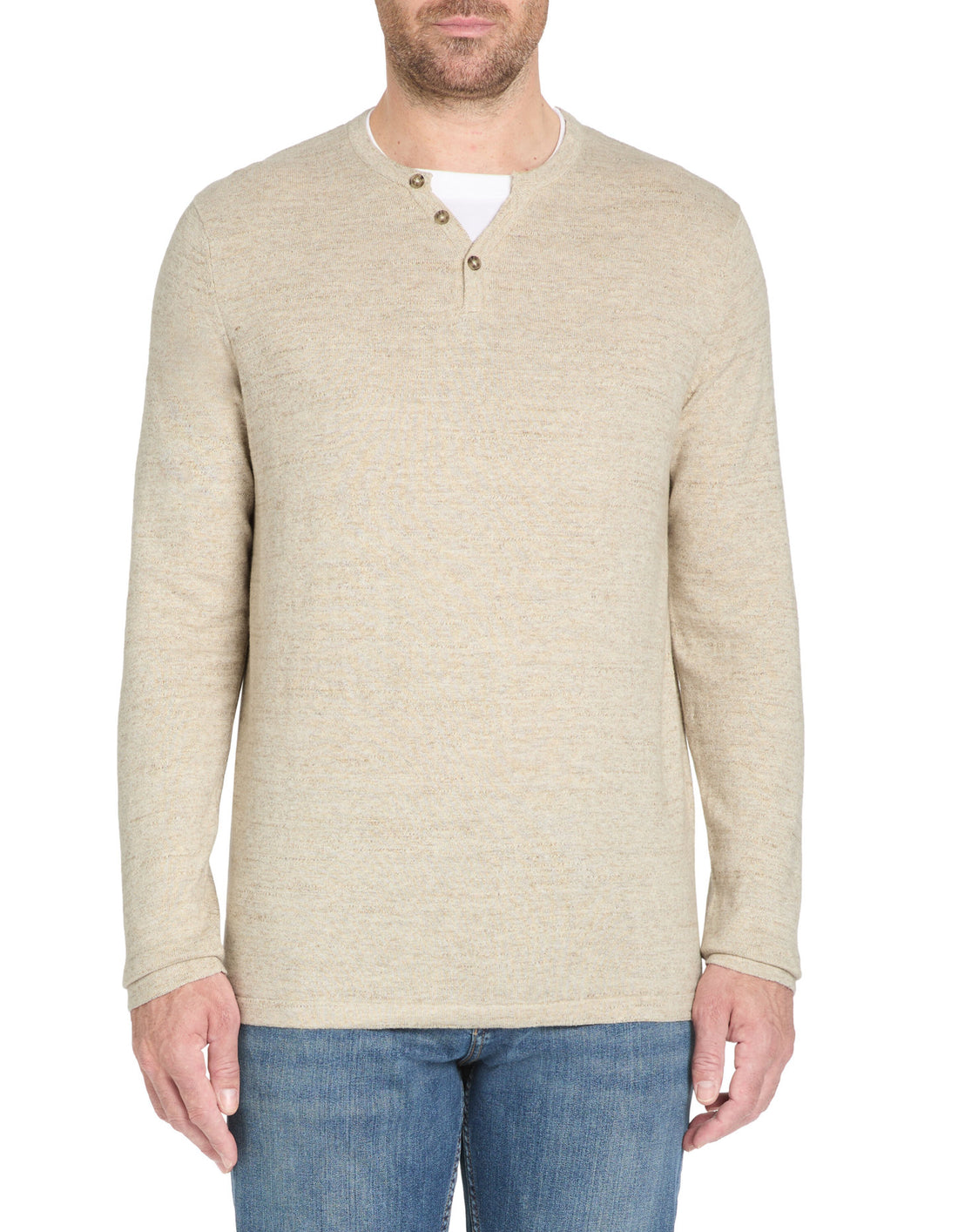 Celio_Beige Tunisian Collar Sweater Mixed Cotton_GELANO_BEIGE MEL_01