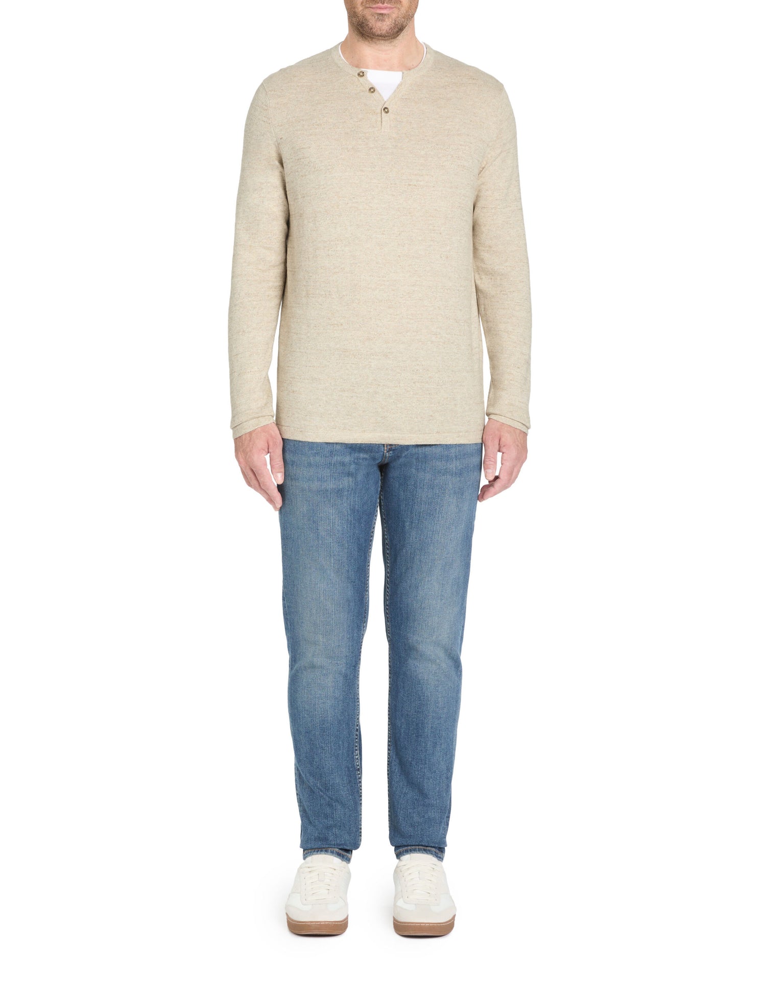 Celio_Beige Tunisian Collar Sweater Mixed Cotton_GELANO_BEIGE MEL_02