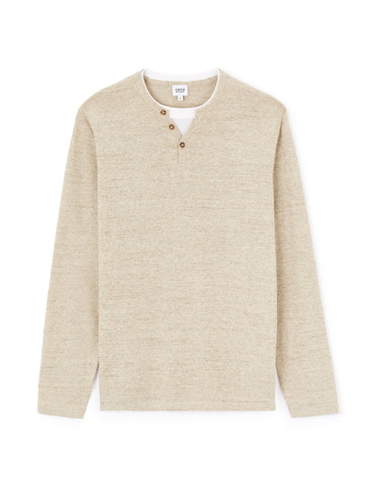Celio_Beige Tunisian Collar Sweater Mixed Cotton_GELANO_BEIGE MEL_04
