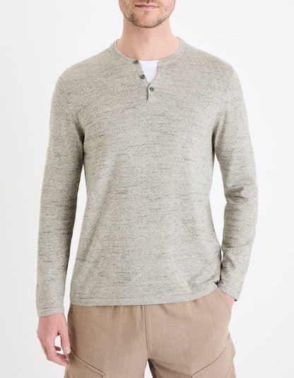 Celio_Grey Tunisian Collar Sweater Mixed Cotton_GELANO_GREY MEL_01