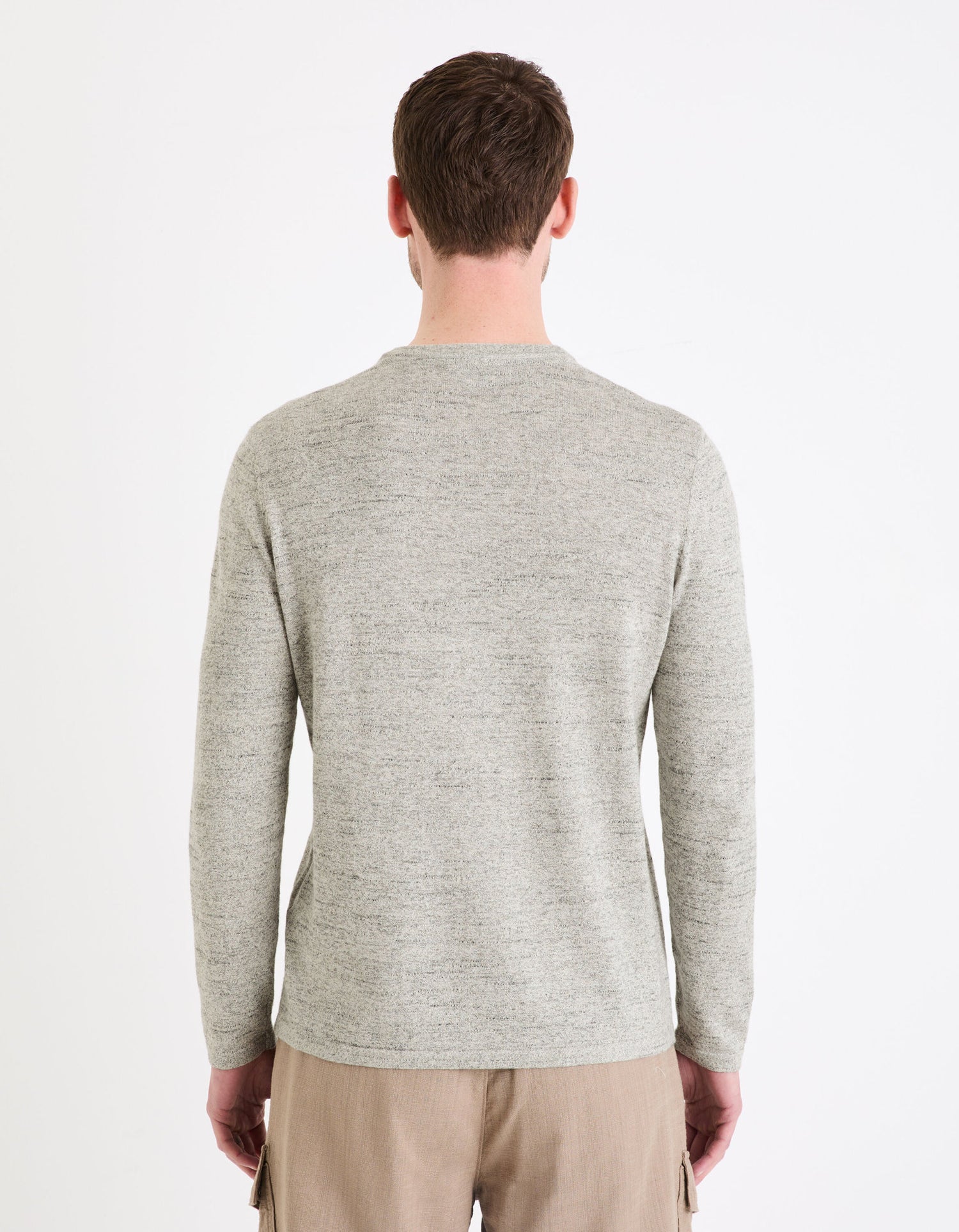 Celio_Grey Tunisian Collar Sweater Mixed Cotton_GELANO_GREY MEL_03