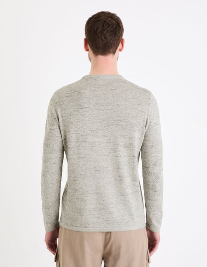 Celio_Grey Tunisian Collar Sweater Mixed Cotton_GELANO_GREY MEL_03