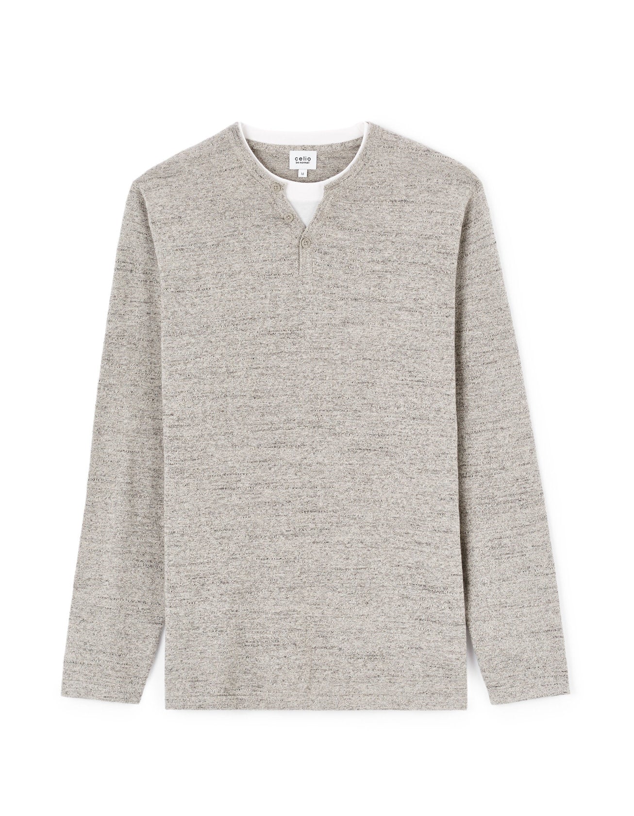 Celio_Grey Tunisian Collar Sweater Mixed Cotton_GELANO_GREY MEL_04