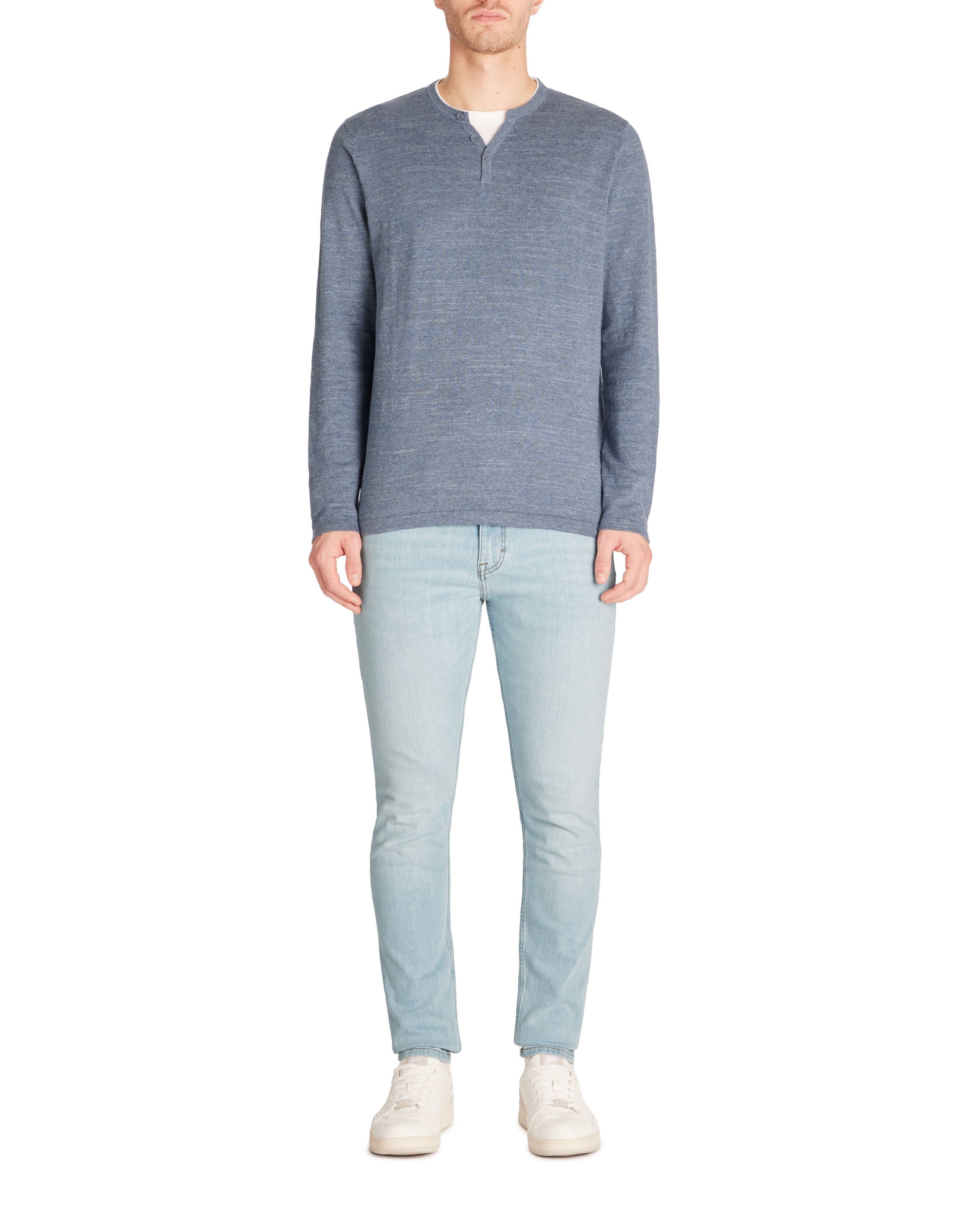 Celio_Blue Tunisian Collar Sweater Mixed Cotton_GELANO_PEACOCK BLUE_02