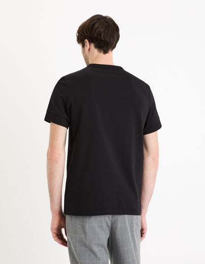 Straight Stretch Cotton Henley Collar T-Shirt_GELEY_BLACK_04