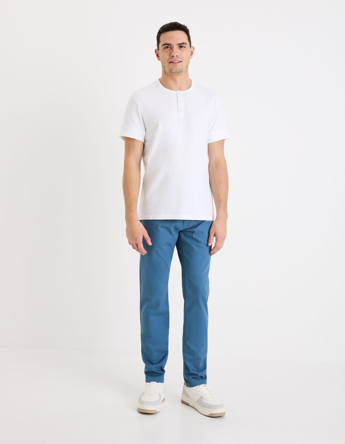 Straight Stretch Cotton Henley Collar T-Shirt_GELEY_OPTICAL WHITE_02
