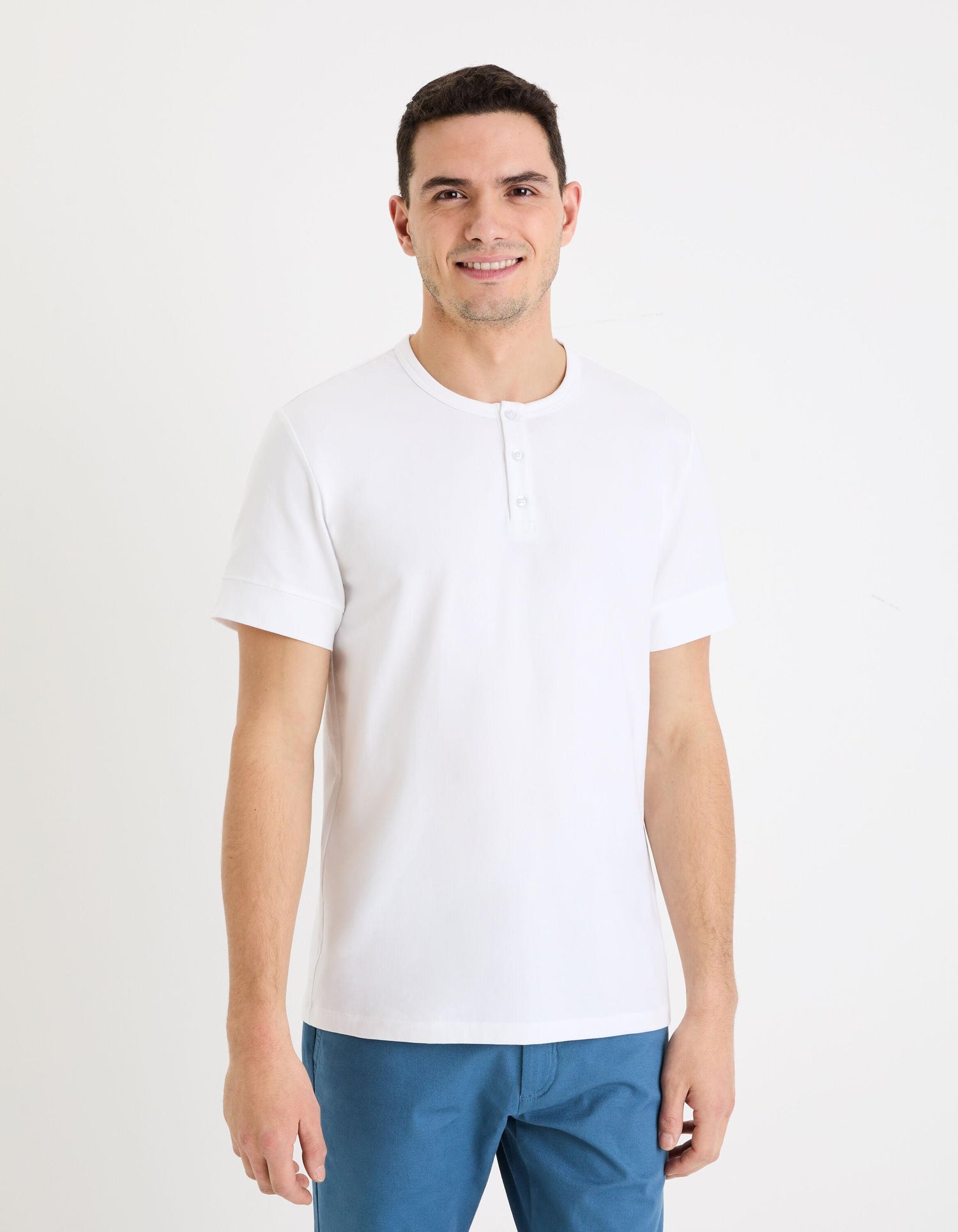 Straight Stretch Cotton Henley Collar T-Shirt_GELEY_OPTICAL WHITE_03