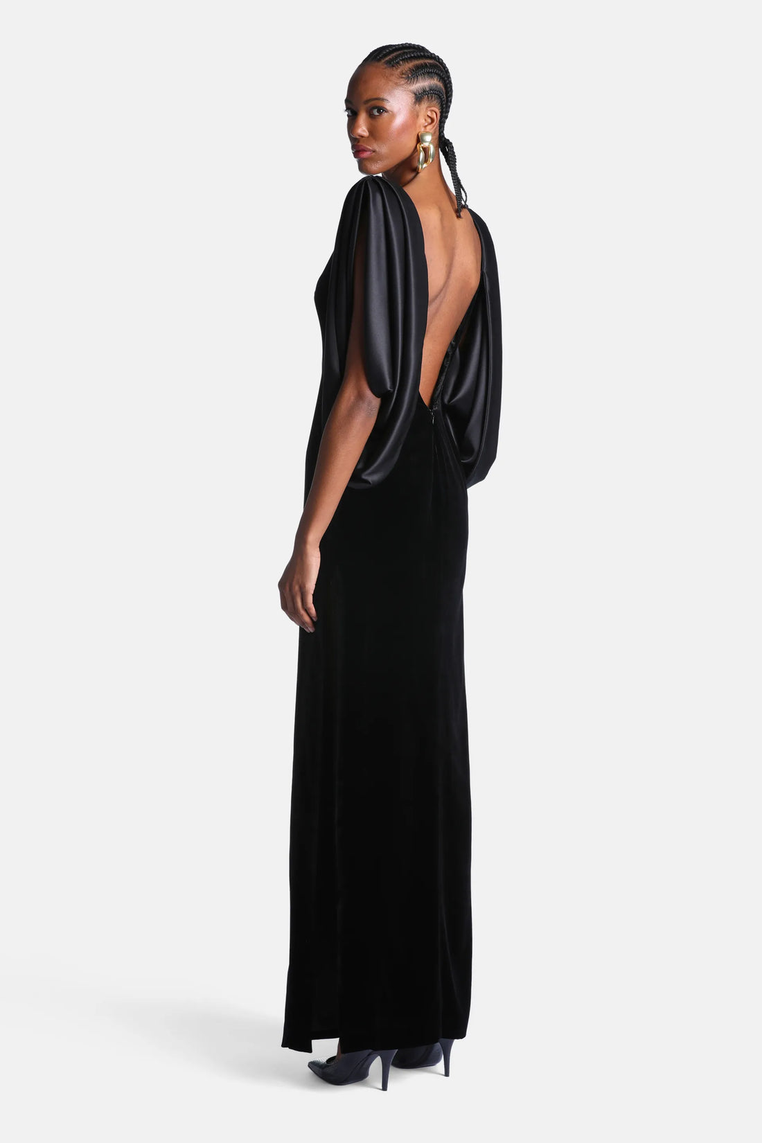 Luisa Spagnoli Nero/Nero Women Gemella Open-Back Maxi Dress - Fashion Show SKU: GEMELLA_0101 0101 Image 02