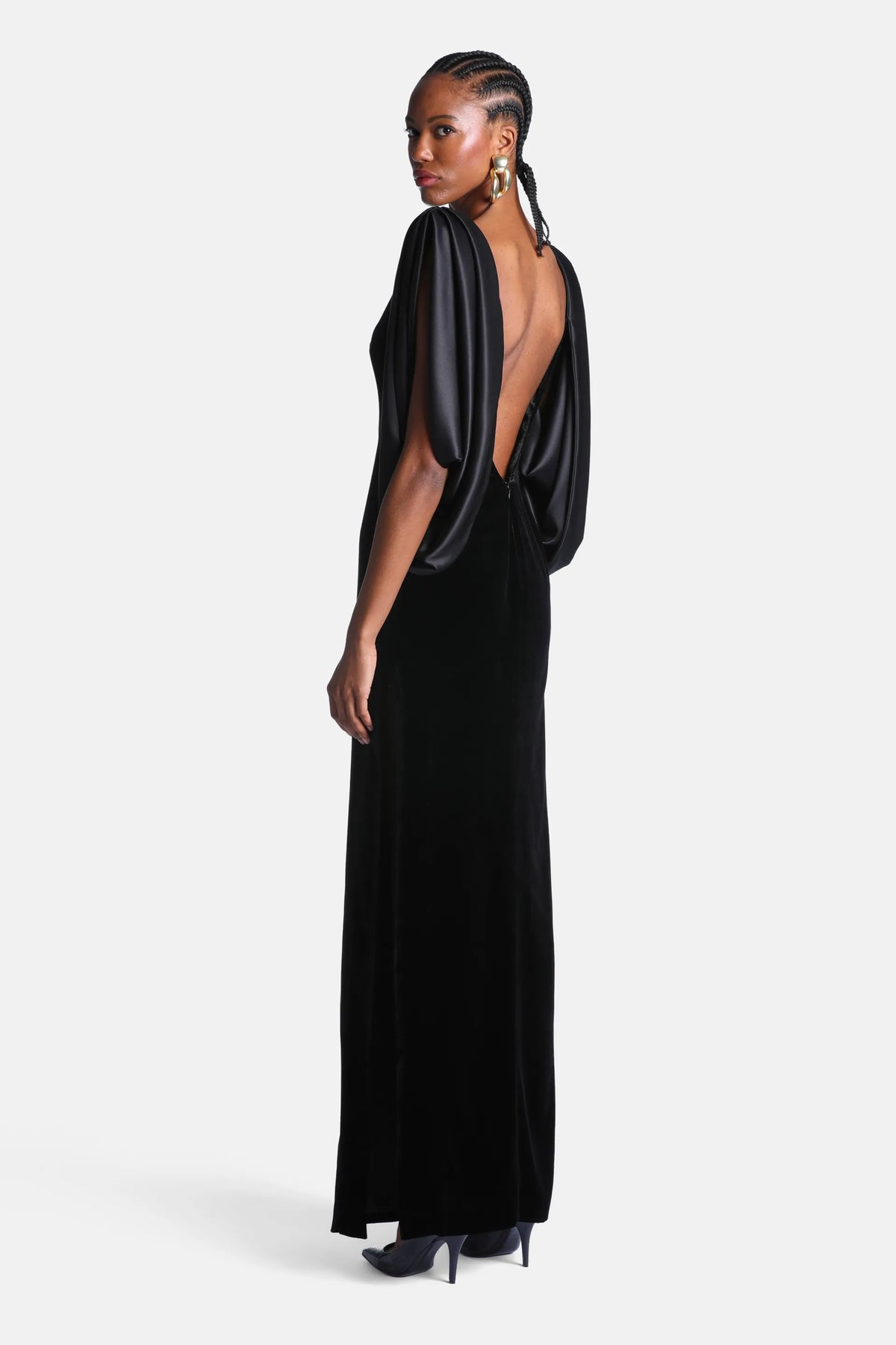 Luisa Spagnoli Nero/Nero Women Gemella Open-Back Maxi Dress - Fashion Show SKU: GEMELLA_0101 0101 Image 02