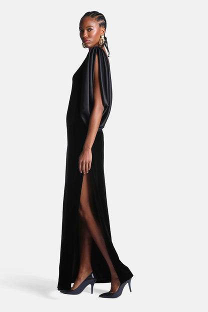 Luisa Spagnoli Nero/Nero Women Gemella Open-Back Maxi Dress - Fashion Show SKU: GEMELLA_0101 0101 Image 05