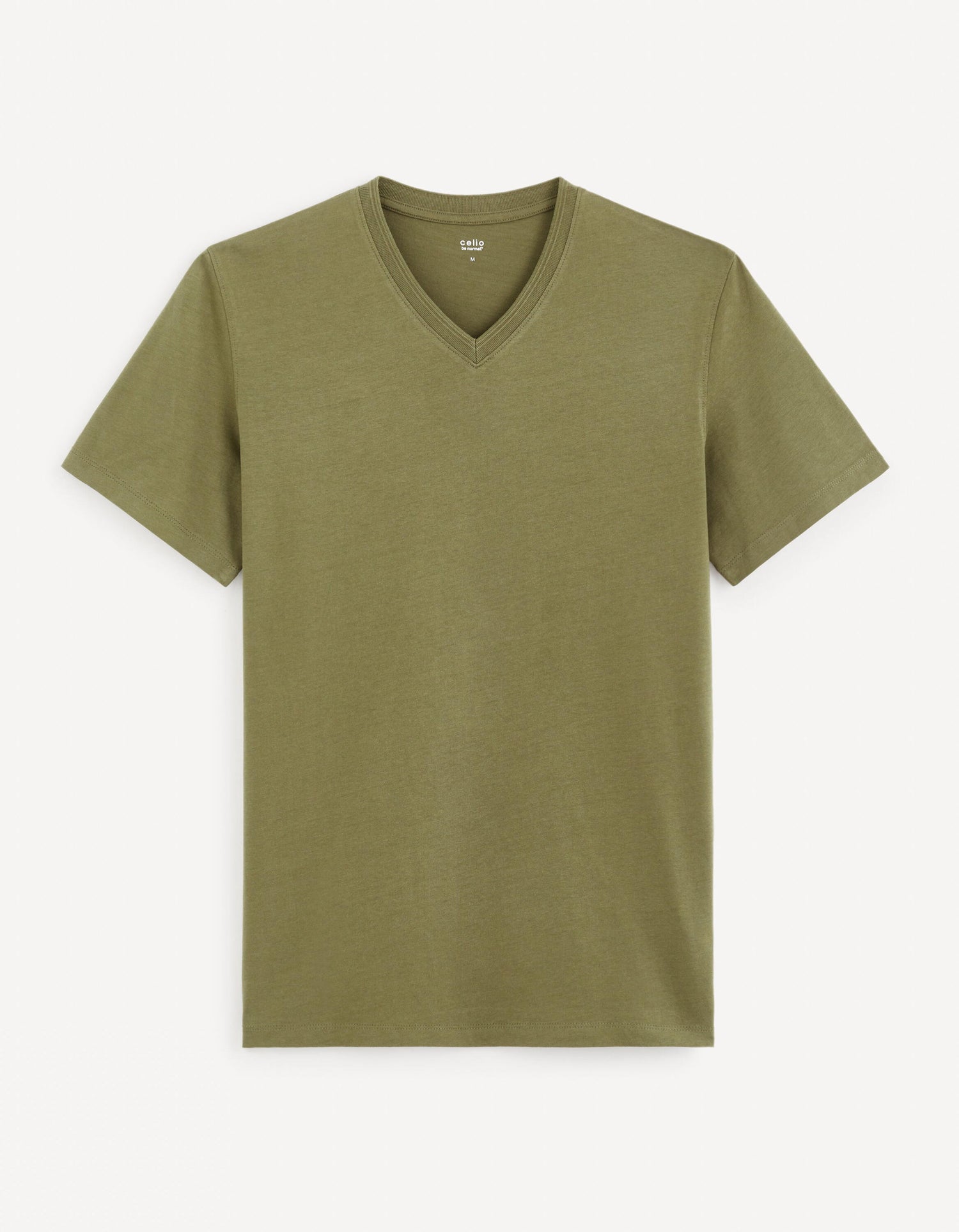 Cotton V-Neck T-Shirt_GENFILE_DARK KHAKI_01