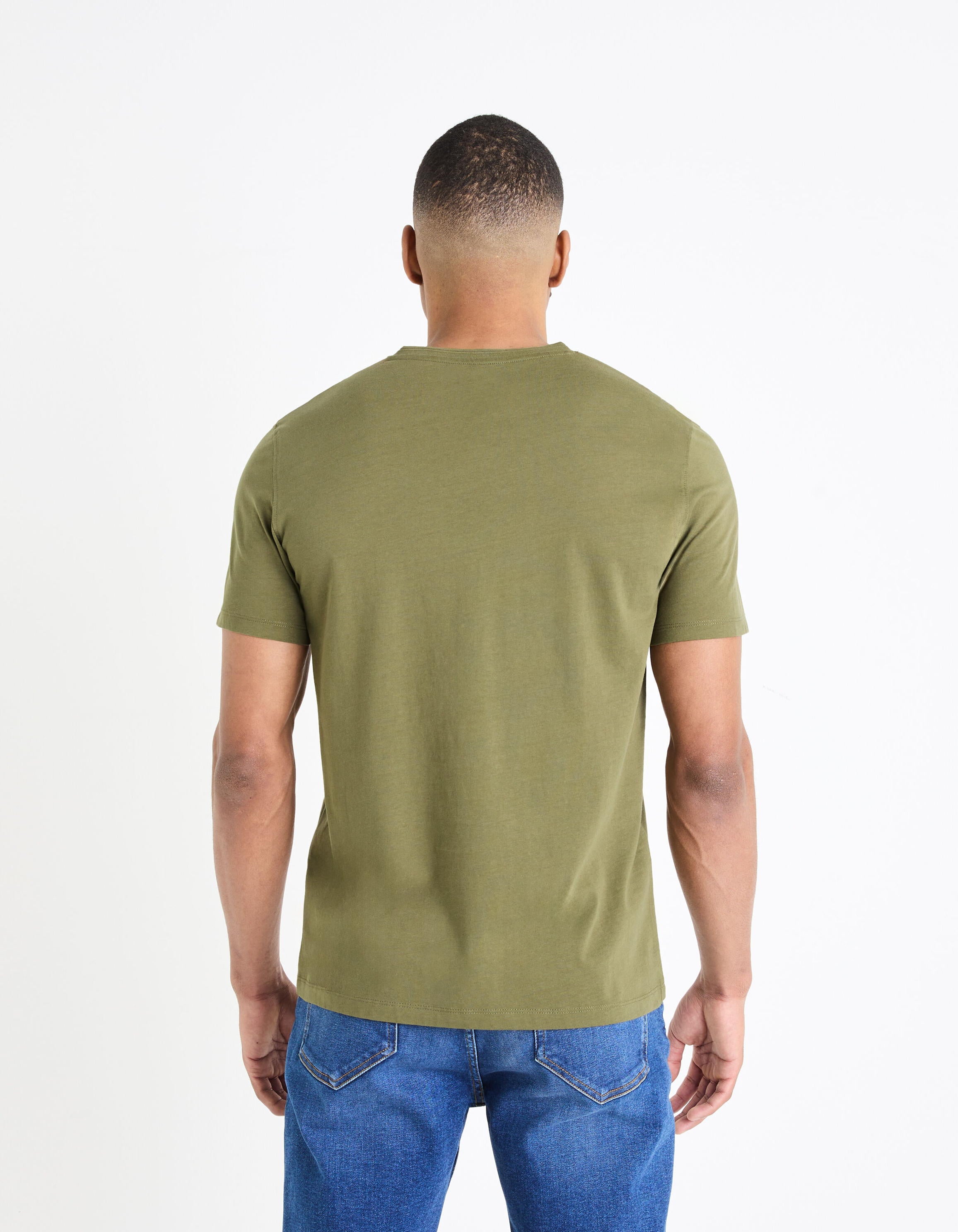 Cotton V-Neck T-Shirt_GENFILE_DARK KHAKI_04