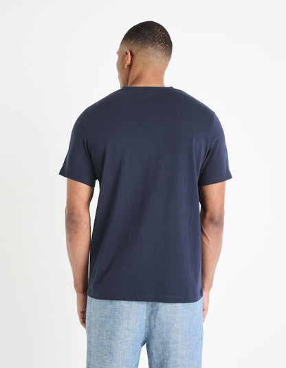 Cotton V-Neck T-Shirt_GENFILE_NAVY_04