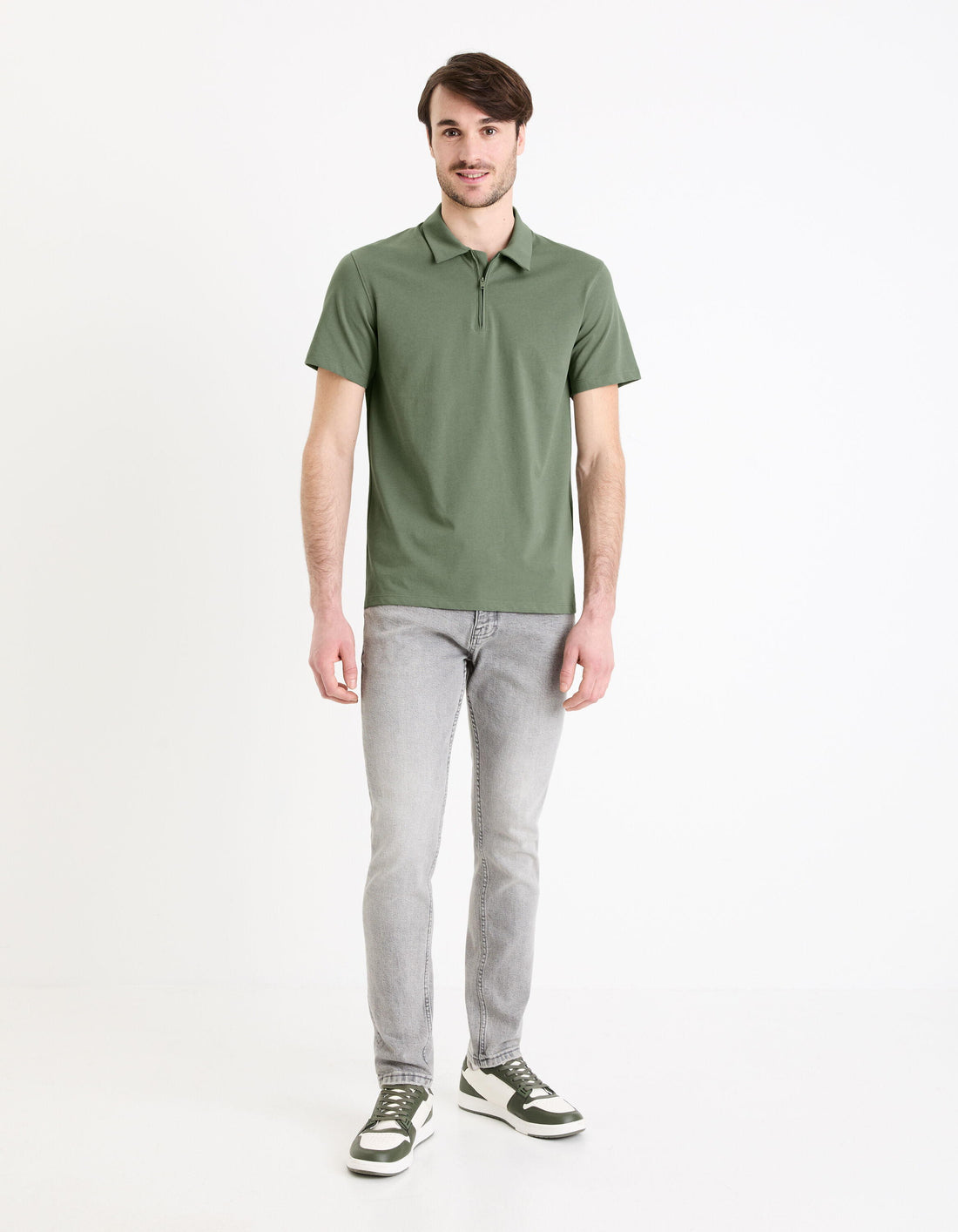 Cotton Blend Jersey Polo Shirt_GEREGUL_GRANITE GREEN_02