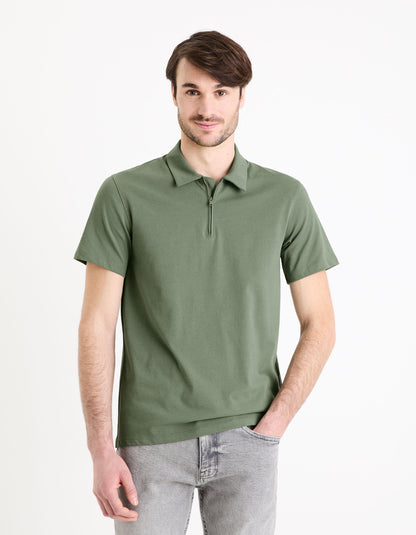 Cotton Blend Jersey Polo Shirt_GEREGUL_GRANITE GREEN_03