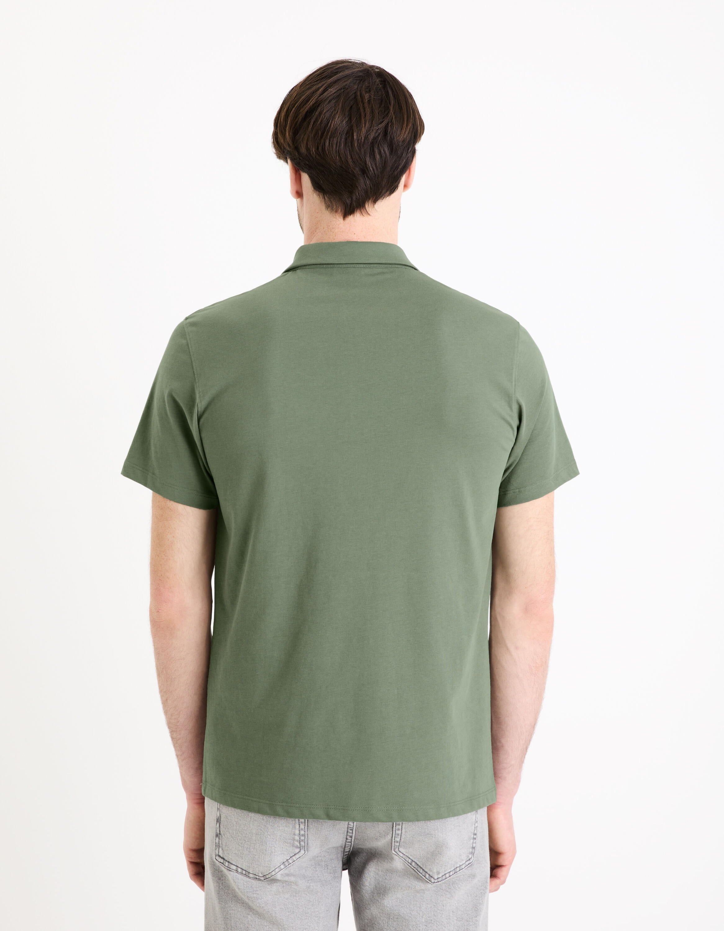 Cotton Blend Jersey Polo Shirt_GEREGUL_GRANITE GREEN_04