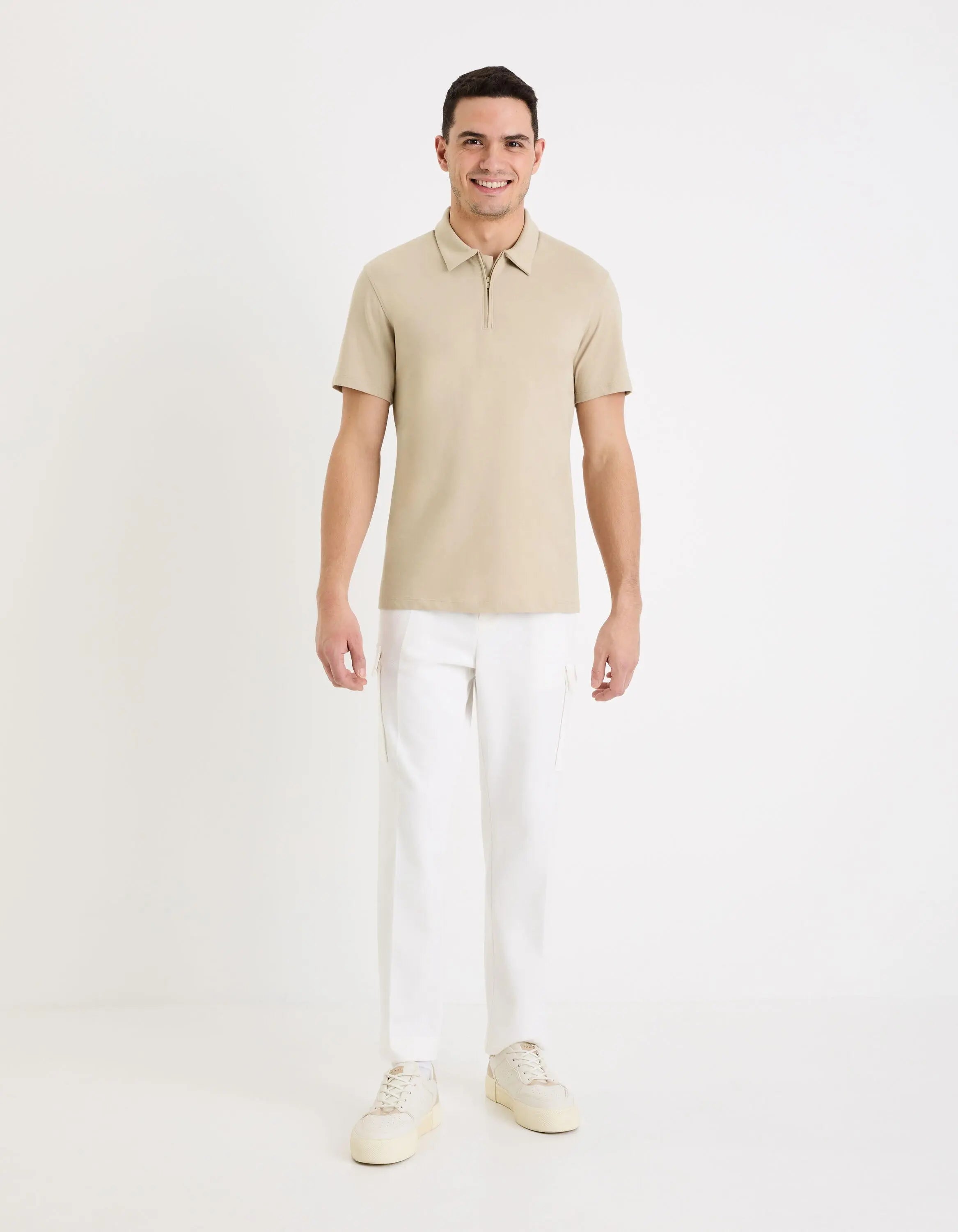 Cotton Blend Jersey Polo Shirt_GEREGUL_LIGHT TAUPE_02