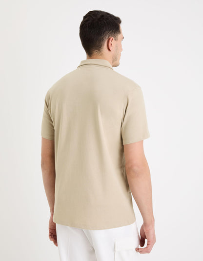Cotton Blend Jersey Polo Shirt_GEREGUL_LIGHT TAUPE_04