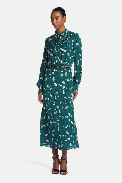 Luisa Spagnoli Var Fondo Verde Women Gervaso - Floral Midi Dress with Ruffles SKU: GERVASO_4614 Image 01
