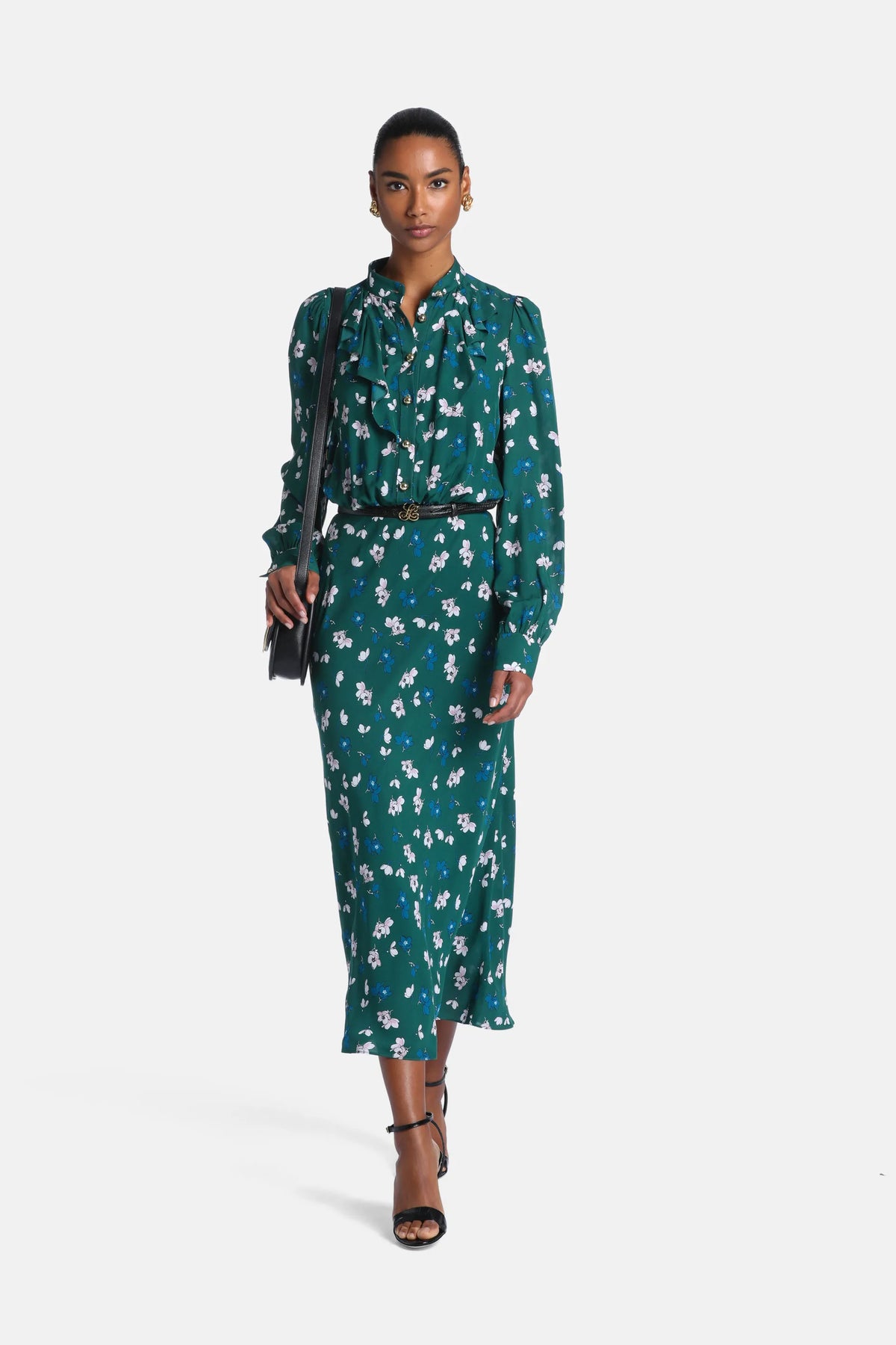 Luisa Spagnoli Var Fondo Verde Women Gervaso - Floral Midi Dress with Ruffles SKU: GERVASO_4614 Image 05