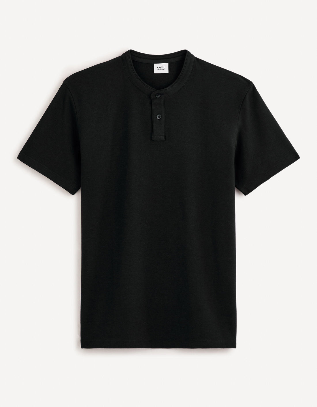 Cotton Polo Shirt With Mandarin Collar_GESOHEL_BLACK_01