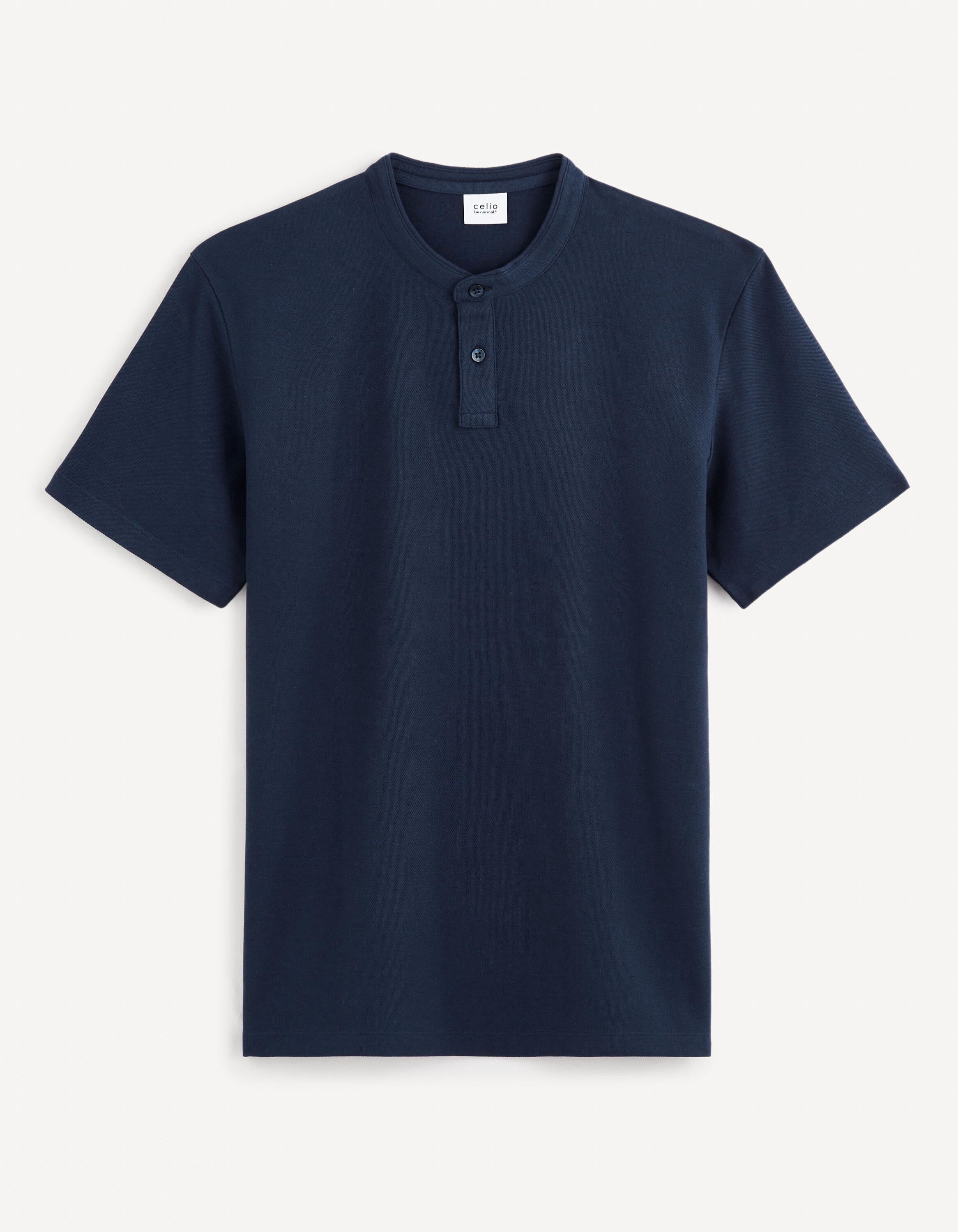 Cotton Polo Shirt With Mandarin Collar_GESOHEL_NAVY_01