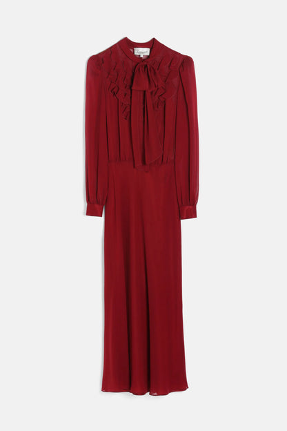 Luisa Spagnoli Bordeaux Women Gessica - Elegant Silk Midi Dress SKU: GESSICA_2417 Image 06
