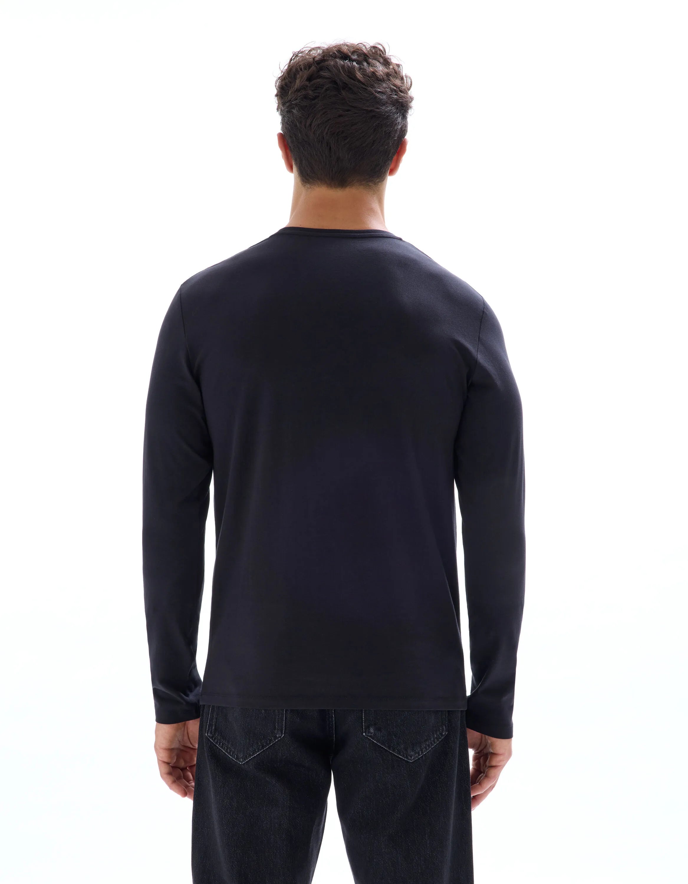 Celio_Black_Long-Sleeved Round Neck T-Shirt_GEUNIML_BLACK_03