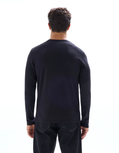 Celio_Black_Long-Sleeved Round Neck T-Shirt_GEUNIML_BLACK_03