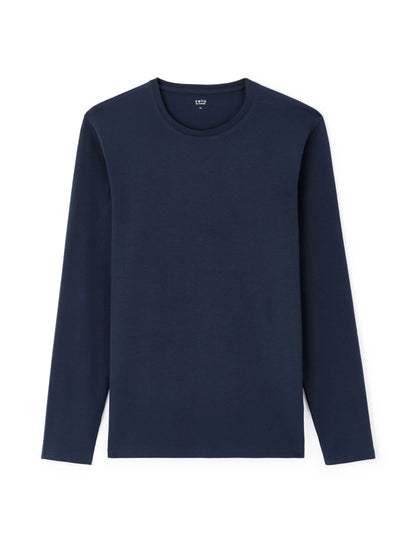 Celio_Navy Blue_Long-Sleeved Round Neck T-Shirt_GEUNIML_NAVY BLUE_04