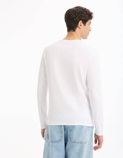 Celio_Optical White_Long-Sleeved Round Neck T-Shirt_GEUNIML_OPTICAL WHITE_03