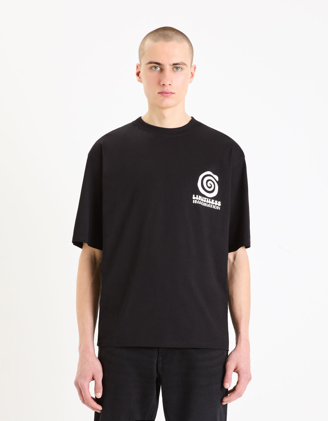 Oversized Cotton T-Shirt - Black_GEUTOPIE_BLACK_01