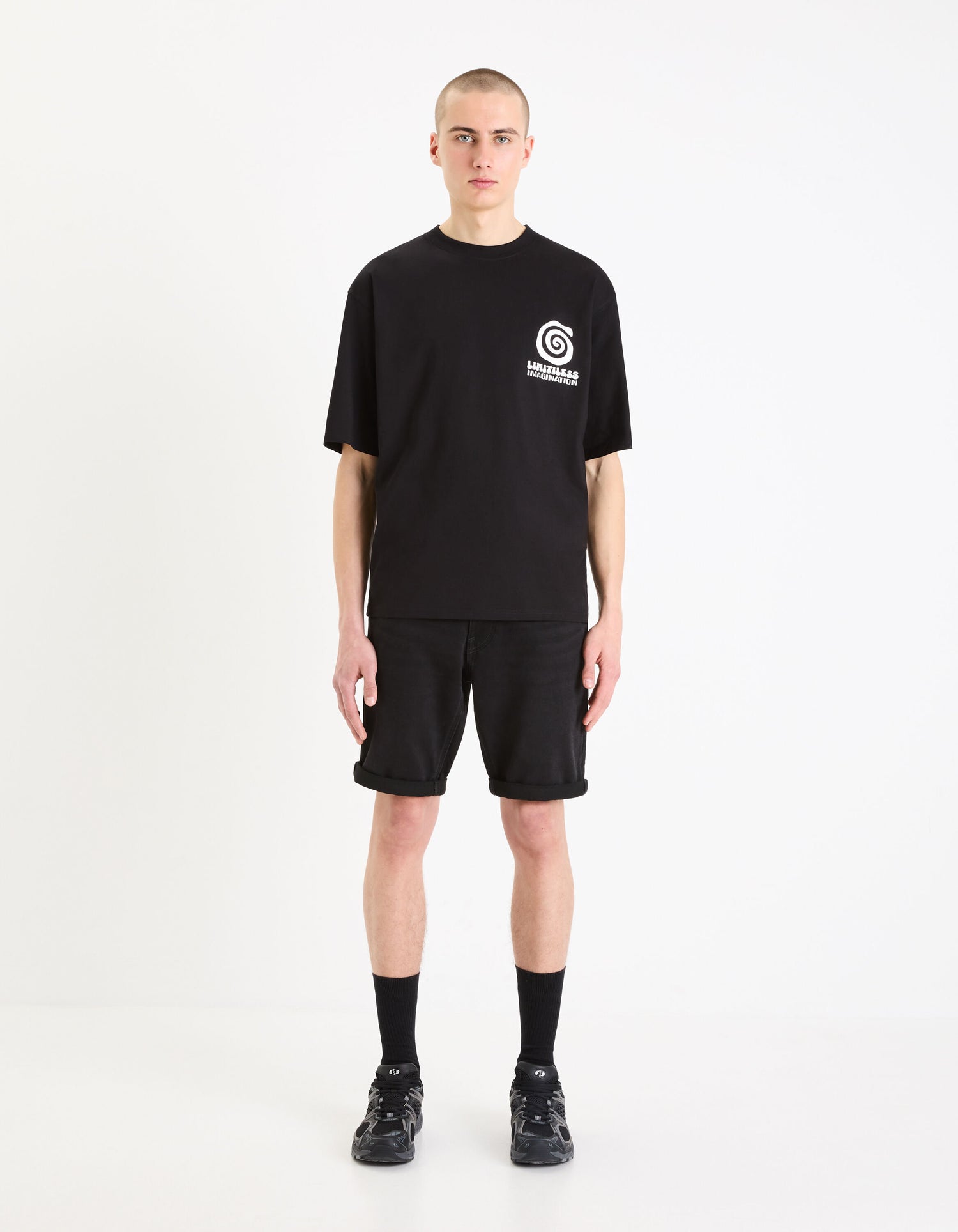 Oversized Cotton T-Shirt - Black_GEUTOPIE_BLACK_05