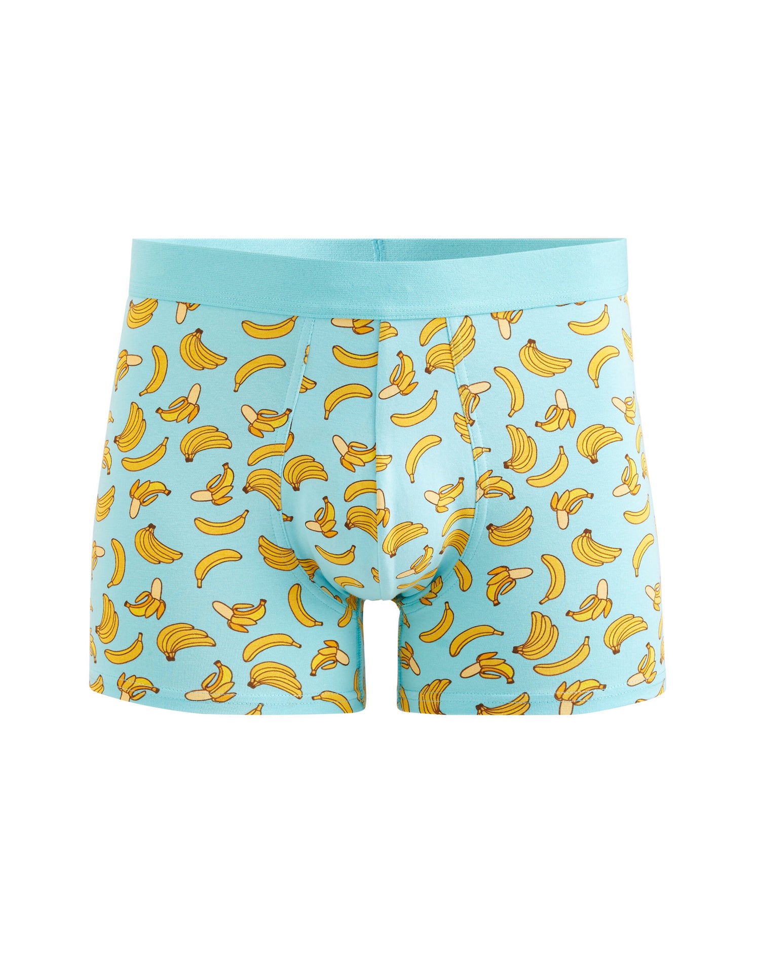 Banana Pattern Stretch Cotton Boxer Shorts - Blue_01