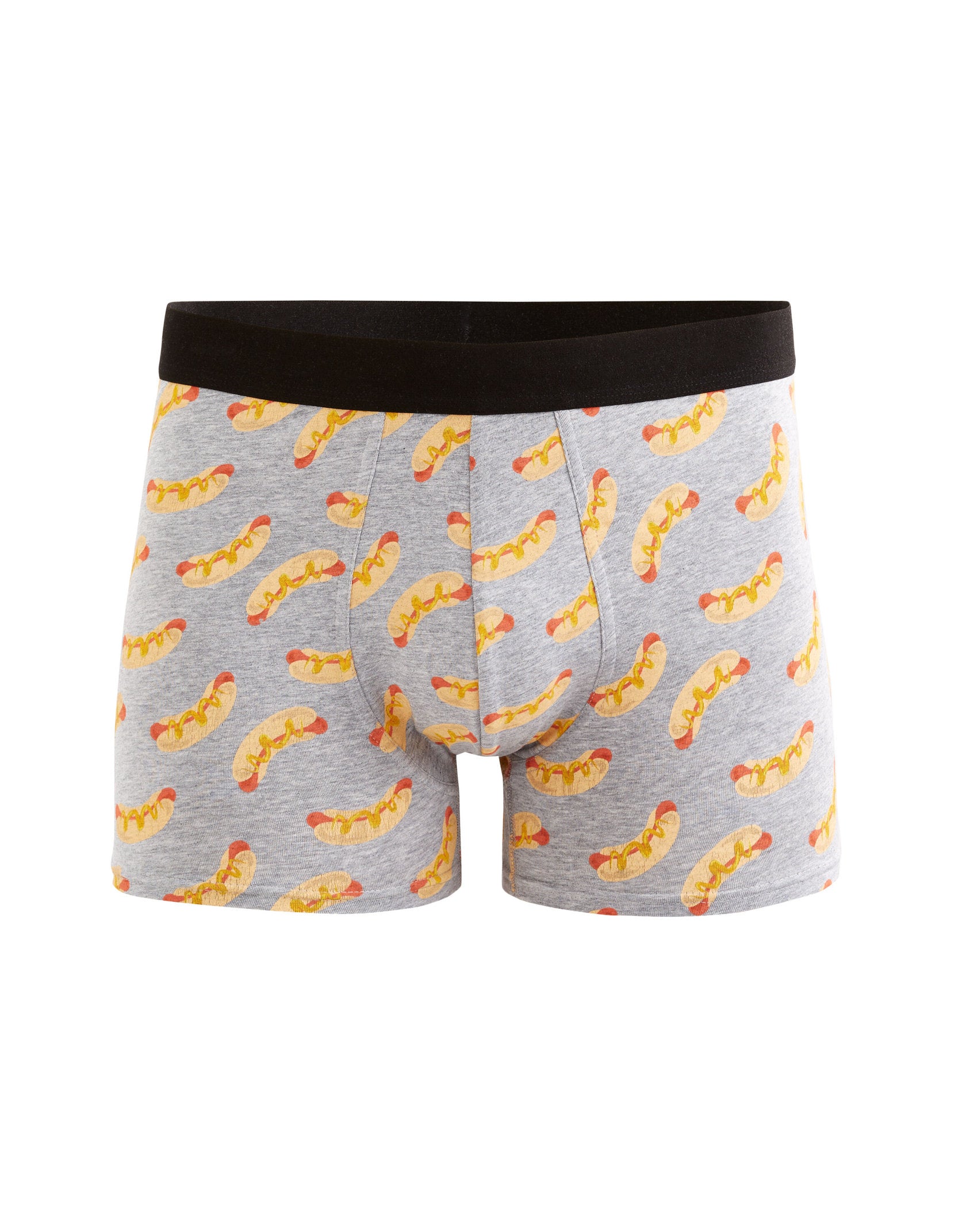 Stretch Cotton Boxer Shorts With Hot Dog Motifs - Grey China_01