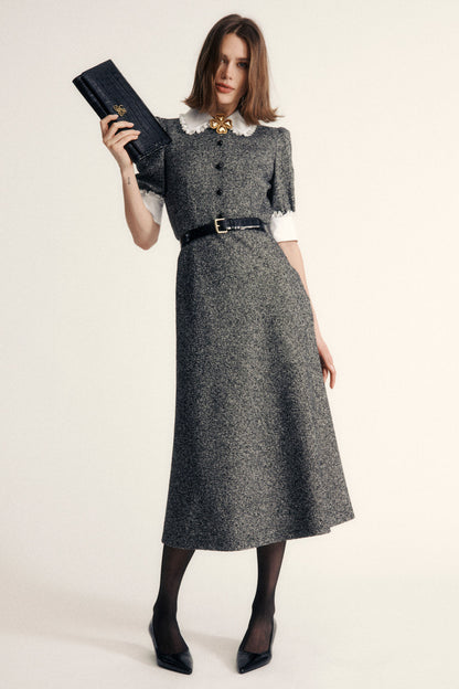 Luisa Spagnoli_Var Nero Panna/Bianco_Gisella - Bon Ton Long Dress_GISELLA_3988 0201_01