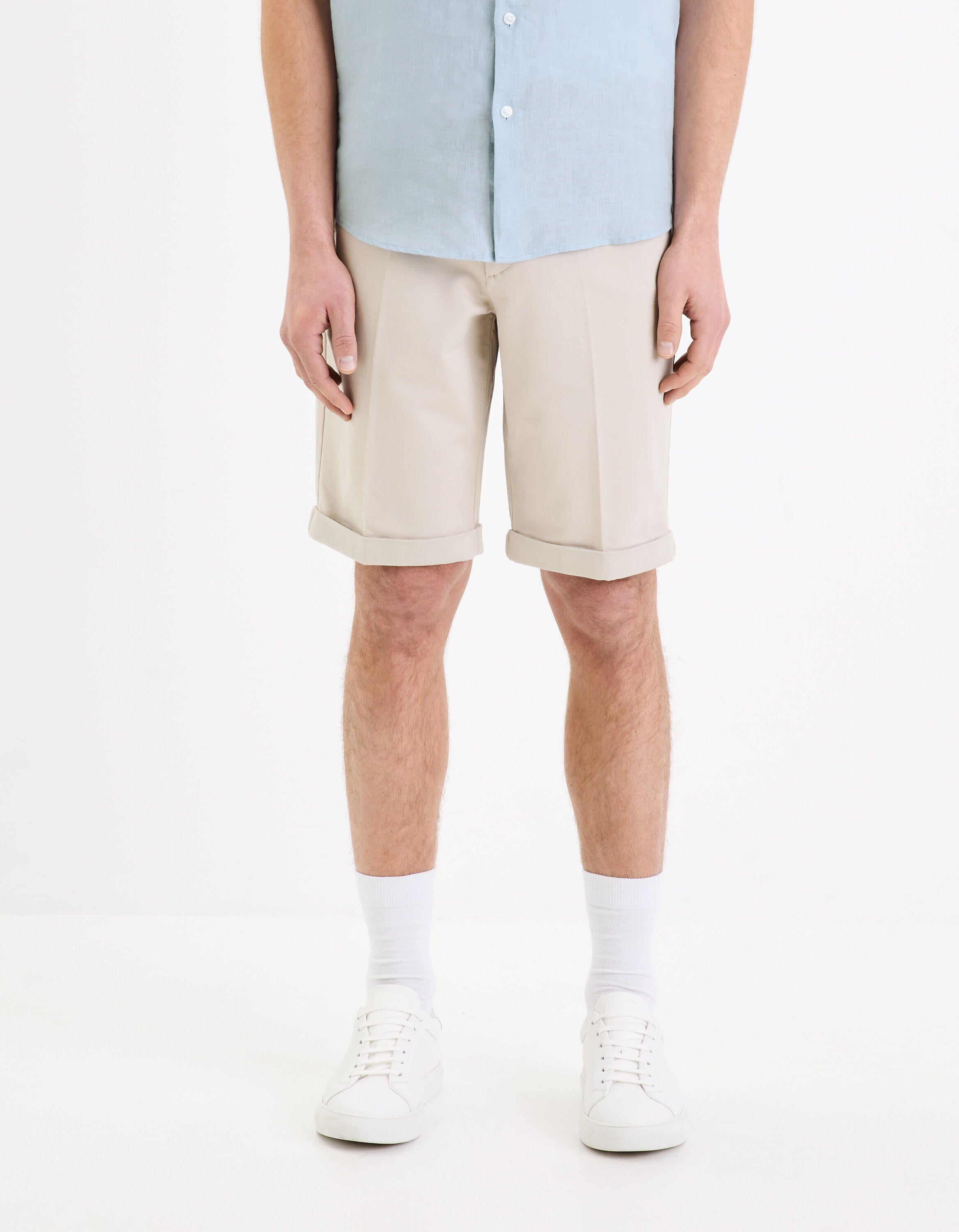 24H Stretch Cotton Bermuda Shorts_GOBELLOBM_BEIGE_02